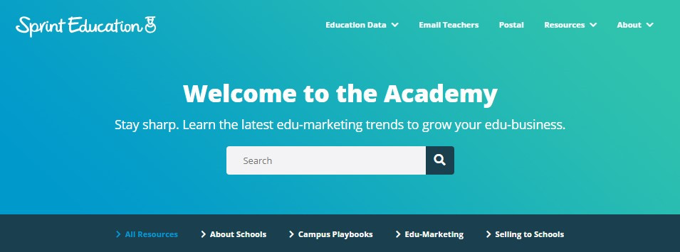 image of Sprint education marketing acdemy homepage